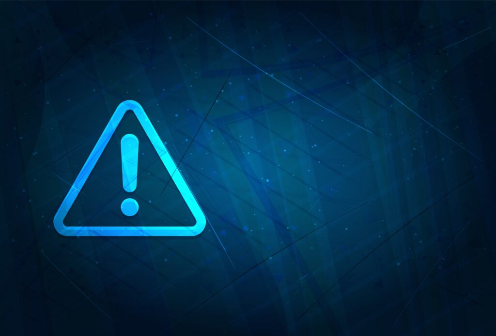 Alert icon isolated on futuristic digital abstract blue background