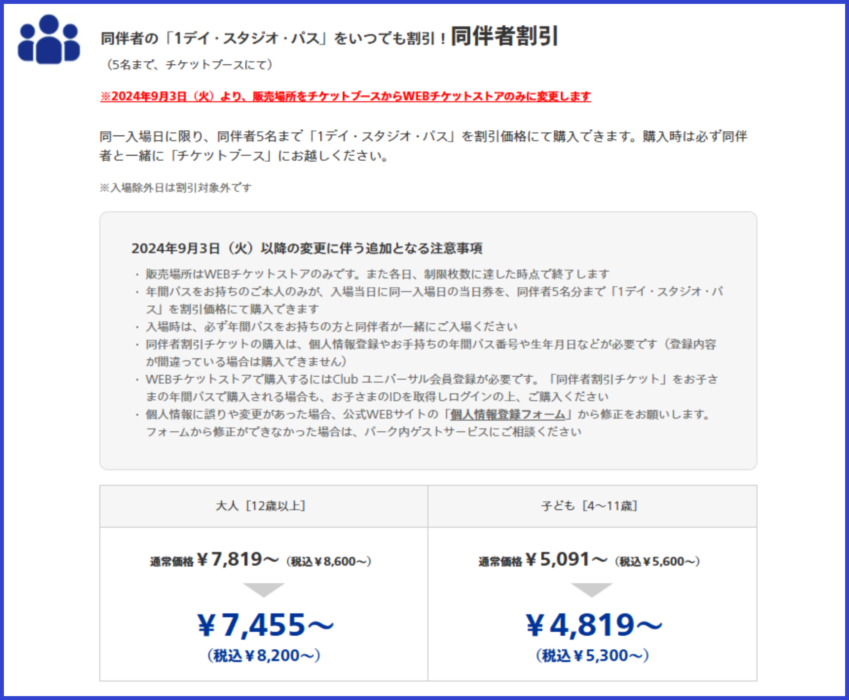 ユニバーサルスタジオ ワンデイパスポート2024年12月28日分 いやらしく
